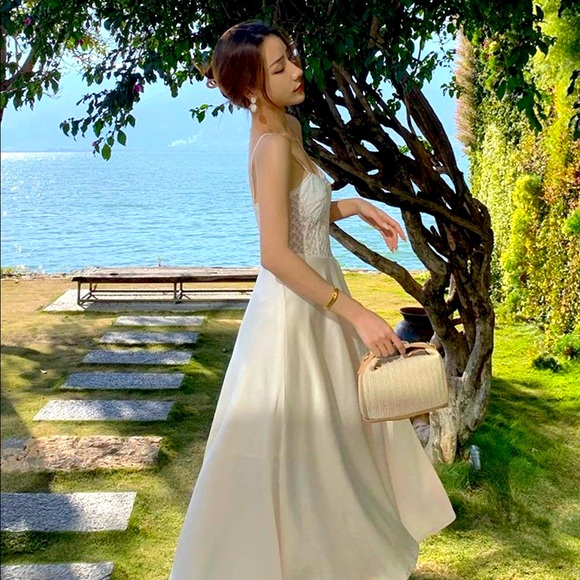 Spaghetti Satin A Line Dress - Picture 5 of 5